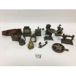 A COLLECTION OF ASSORTED NOVELTY PENCIL SHARPENERS INCLUDING TYPEWRITER, MORTAR AND TELEPHONE,