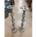 PAIR OF METAL CANDLESTICKS 70 CMS