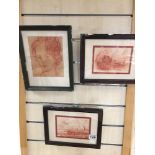 THREE FRAMED CHALK DRAWINGS BY T O DONNELL LARGEST