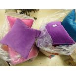 COLLECTION OF VINTAGE COLOURED VELVET CUSHIONS