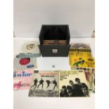 BOX OF 7 INCH SINGLES/VINYL INCLUDING BEATLES AND