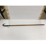 A SWISS "GRINDELWALD" WALKING STICK WITH HORN HANDLE, 99CM HIGH