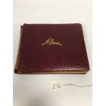 AN EARLY 20TH CENTURY LEATHER BOUND ALBUM COMPRISING SKETCHES, PAINTINGS, SCRAPS, INCLUDING