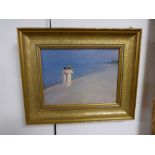 AN OILOGRAPH OF A PRINT BY PETER KROYER 'SUMMER EVENING ON SKAGEN'S SOUTHERN BEACH' FRAMED 40 X 32