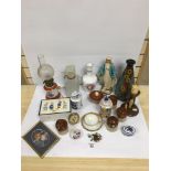 MIXED FRENCH CHINA GLASS AND WOOD ITEMS