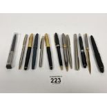 GROUP OF VINTAGE FOUNTAIN AND BALLPOINT PENS, INCLUDING A PARKER BALLPOINT AND MORE