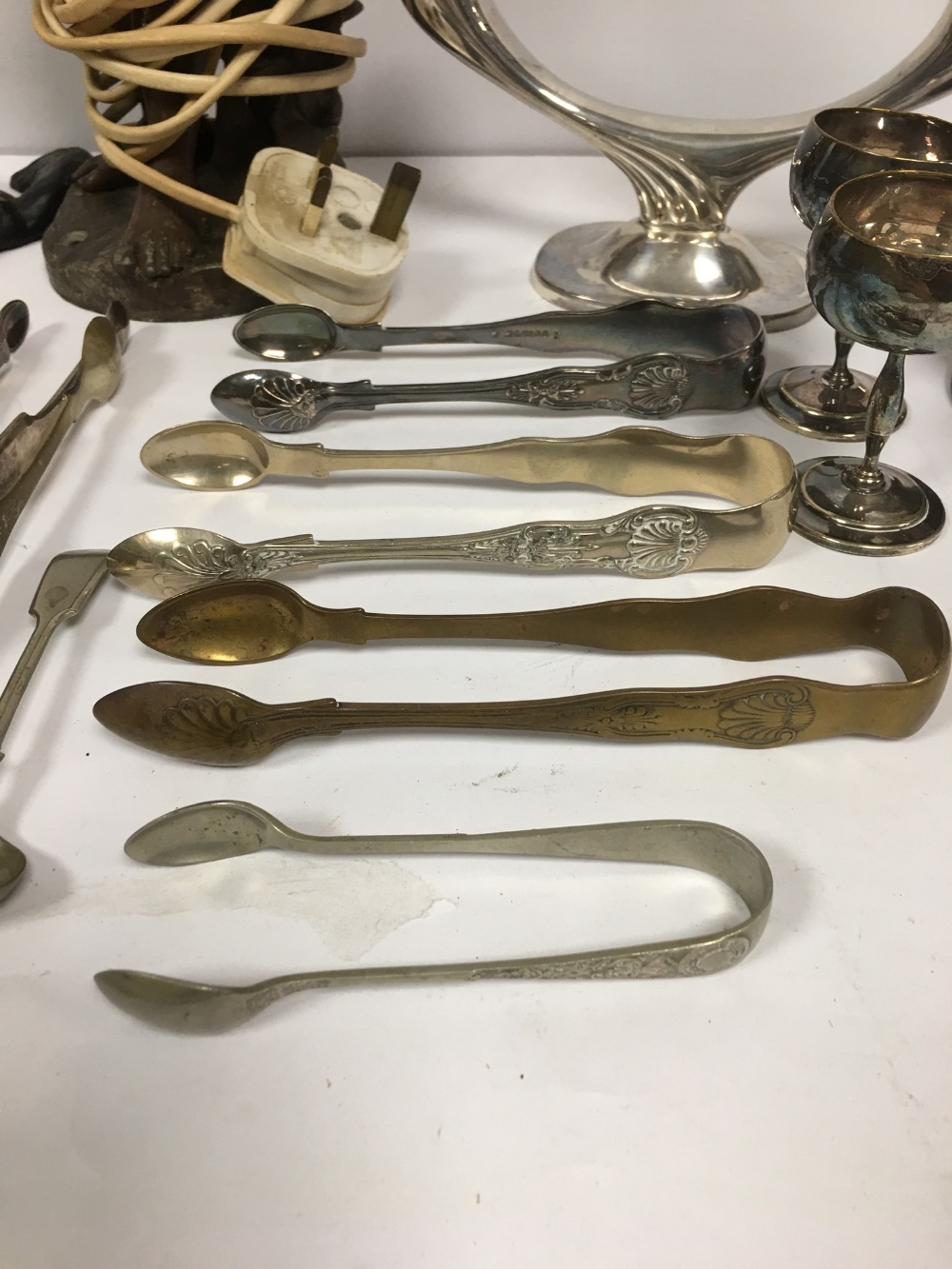 GROUP OF METAL STATUES AND EPNS CUTLERY AND OTHER - Image 2 of 10