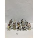 A GROUP OF LATE 19TH/EARLY 20TH CENTURY EUROPEAN CERAMIC FIGURES, LARGEST 15CM HIGH