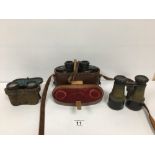 A PAIR OF ROSS STEPNADA 7X30 BINOCULARS IN ORIGINAL LEATHER CASE, TOGETHER WITH A PAIR OF OPERA