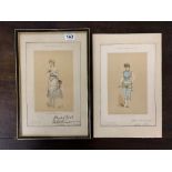 A PAIR OF VINTAGE 'SOCIETY' BIJOU PORTRAITS, ONE UNFRAMED, "THERE! WHAT DO YOU THINK OF THAT?"