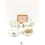A GROUP OF VINTAGE PETER RABBIT AND BUNNYKINS CERAMICS, INCLUDING FOUR MONEY BANKS BY WEDGWOOD, A