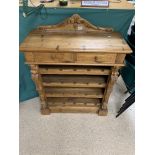 A COUNTRY PINE TWO DRAWER AND WINE HOLDER UNIT, 86.5CM WIDE