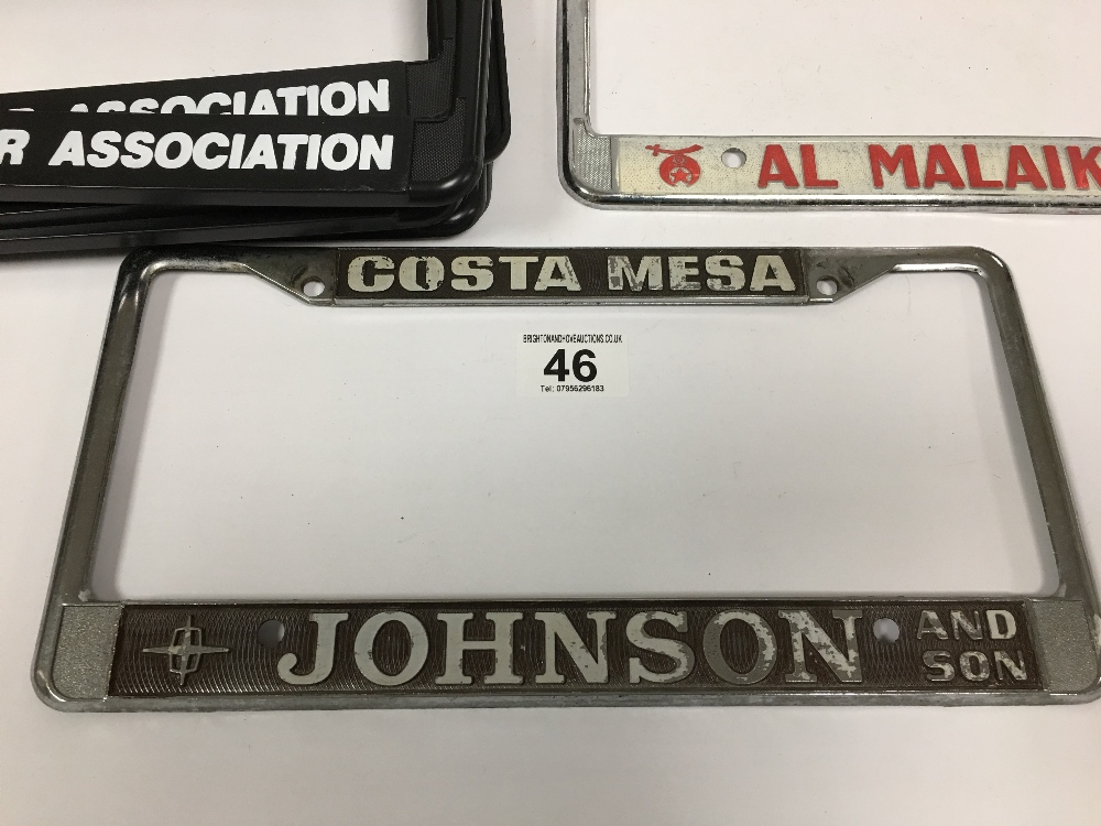 SIX METAL AMERICAN NUMBER PLATE FRAMES AND SIX PLASTIC JAGUAR ASSOCIATION NUMBER PLATE FRAMES - Image 4 of 4