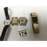 FOUR VINTAGE WRISTWATCHES, INCLUDING ; VAN BUREN, MONTANUS INCABLOC 17 JEWELS, SILVER CASED LADIES