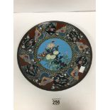 A 19TH CENTURY JAPANESE CLOISSONE ENAMEL CHARGER OF CIRCULAR FORM, 30.5CM IN DIAMETER