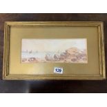 A SEASCAPE IN GOUACHE WATERCOLOUR SIGNED HEATH IN A GLAZED GILT FRAME, 45CM BY 26CM