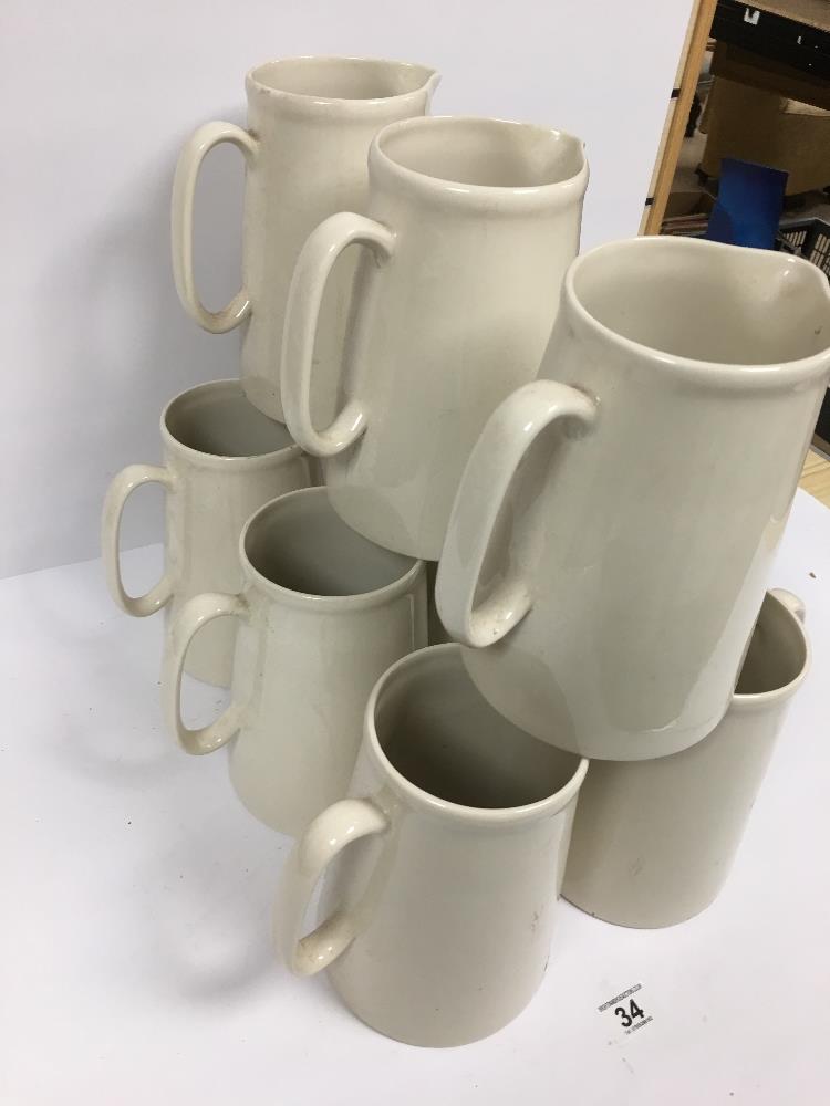 A GROUP OF TEN LARGE CERAMIC WATER JUGS BY HERON CROSS POTTERY, 22.5CM HIGH - Image 2 of 4