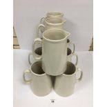 A GROUP OF TEN LARGE CERAMIC WATER JUGS BY HERON CROSS POTTERY, 22.5CM HIGH