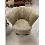 AN ART DECO BEDROOM CHAIR IN GOLD UPHOLSTERY
