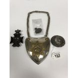 FOUR MILITARY BADGES, INCLUDING R.N.A.S TANK, DIA AGUS AR DUTHAICH AND ANOTHER, ALSO INCLUDING A