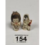 TWO LATE 19TH/EARLY 20TH CENTURY JAPANESE CARVED IVORY NETSUKE'S, BOTH DEPICTING LADIES, LARGEST 5.