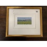 AN ORIGINAL ETCHING ON ZINC PLATE BY GIORGIO FERRARI 128/150 OF SUNFLOWER FIELDS, 44CM BY 37CM