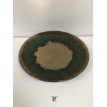 A LARGE POOLE POTTERY DISH BOUGHT FROM HARRODS (PRECIOUS GREEN) IN ORIGINAL BOX, 41.5CM DIAMETER