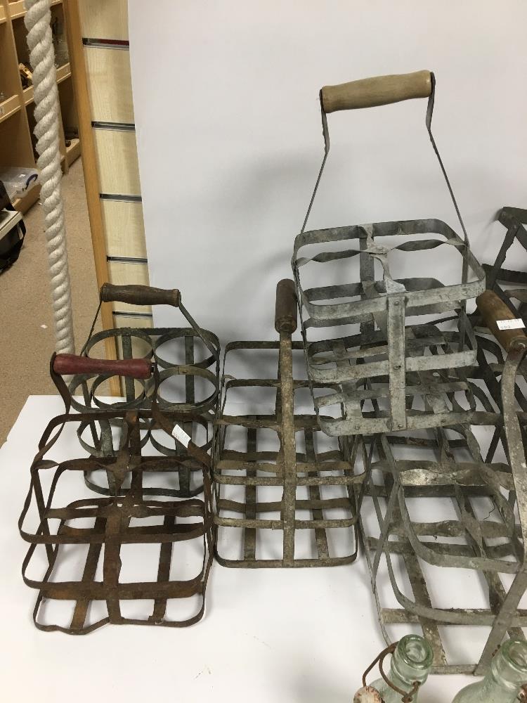 SEVEN VINTAGE MILK BOTTLE CRATES TOGETHER WITH THREE VINTAGE GINGER BEER BOTTLES - Image 5 of 6