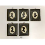 A GROUP OF FIVE SILHOUETTE STYLE PICTURES FROM THE PENNYFARTHING GALLERIES TORQUEY BY E ELLIOT