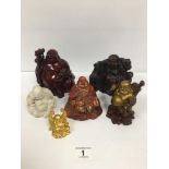 A GROUP OF SIX BUDDHAS, LARGEST 15.5CM HIGH