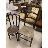 AN EARLY BENTWOOD CHAIR WITH LADDER BACK CHAIR
