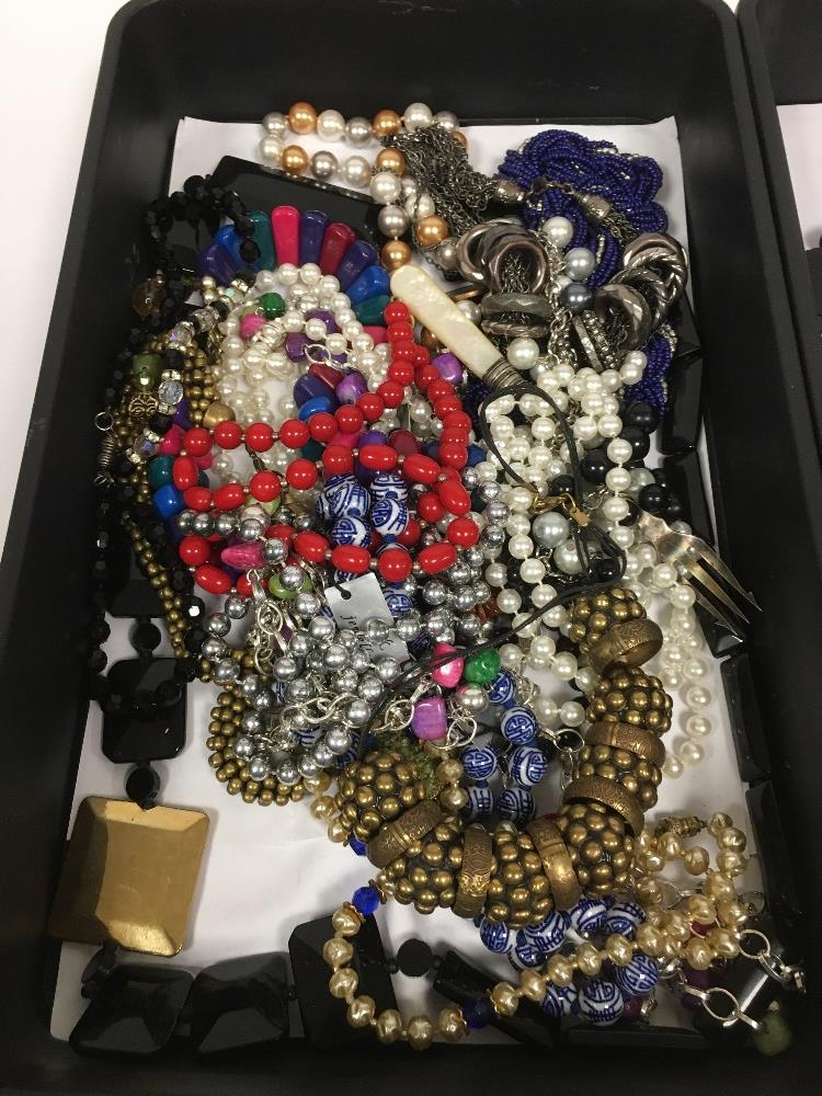 TWO BOXES OF ASSORTED COSTUME JEWELLERY MOSTLY NECKLACES - Image 2 of 3