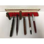 A GROUP OF FIVE VINTAGE PENS, INCLUDING A SAFETY GRAPH CENTURY "NO 166", MABIE, TODD & CO SWAN