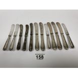 THREE SETS OF FOUR SILVER HANDLED TEA KNIVES
