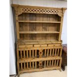 A LARGE COUNTRY PINE DRESSER 204 X143 X58CMS