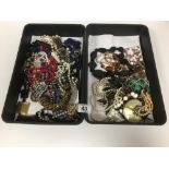 TWO BOXES OF ASSORTED COSTUME JEWELLERY MOSTLY NECKLACES