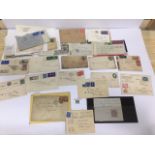A COLLECTION OF FRANKED ENVELOPES WITH STAMPS FROM AROUND THE WORLD, INCLUDING PENNY RED ENVELOPE