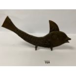 AN UNUSUAL BRONZE FIGURE OF A STYLIZED FISH, 45.5CM WIDE