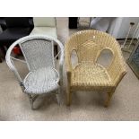 TWO VINTAGE WICKER AND BAMBOO CHAIRS