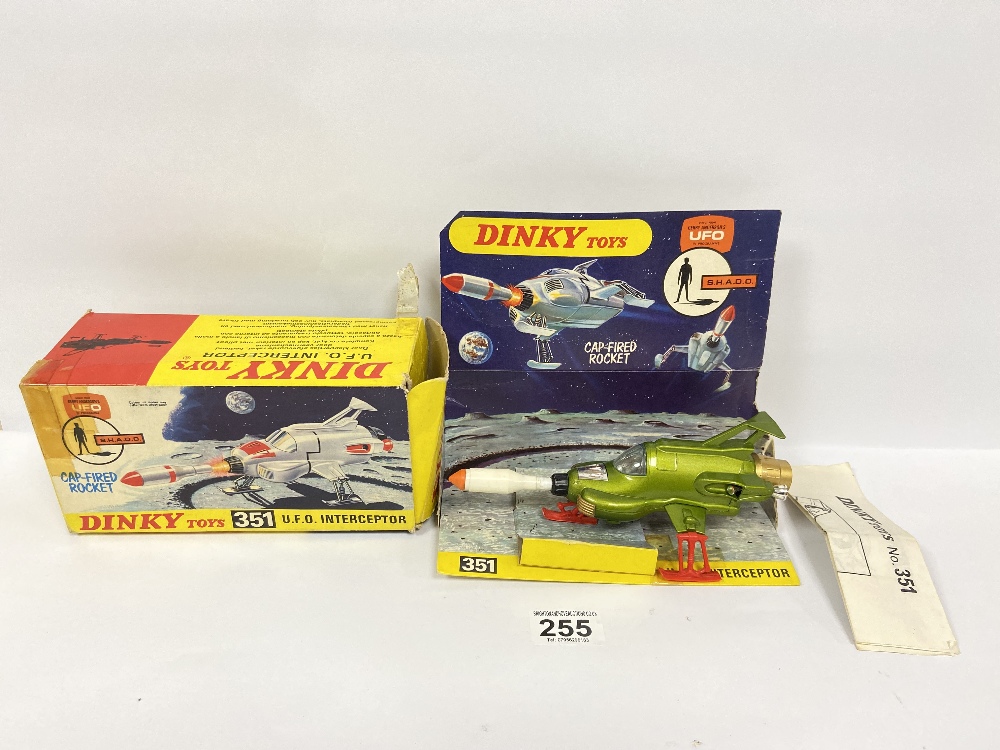 A DINKY TOYS 351 U.F.O INTERCEPTOR, IN THE ORIGINAL BOX WITH INSTRUCTIONS