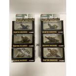 SIX CORGI SHOWCASE COLLECTION "FIGHTING MACHINES" DIE CAST MODELS OF MILITARY AIRCRAFT, INCLUDING;