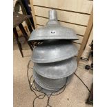 SIX GALVANISED INDUSTRIAL LIGHT SHADES