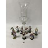 A GROUP OF NINE STAFFORDSHIRE STYLE CERAMIC FIGURES, LARGEST 13CM HIGH, TOGETHER WITH A LARGE