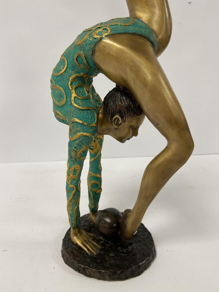 A MODERN BRONZE FIGURE OF A DANCING GIRL WITH PAINTED DETAILING THROUGHOUT, 54CM HIBH - Image 2 of 3