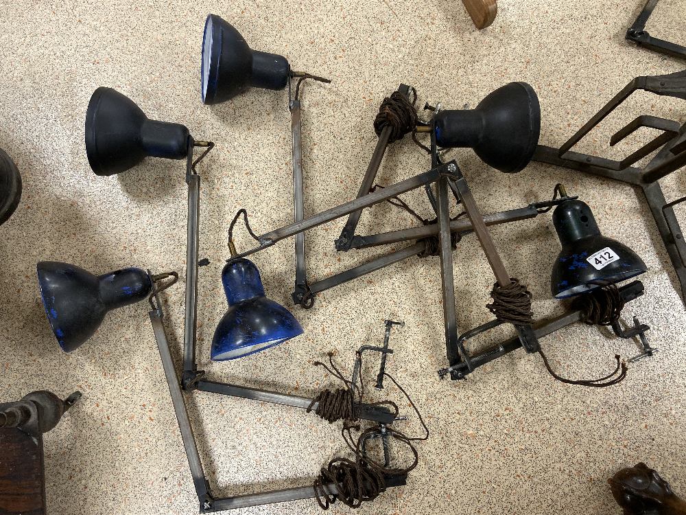 SIX VINTAGE INDUSTRIAL ANGLEPOISE LAMPS