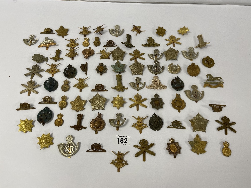 A LARGE COLLECTION OF MILITARY CAP BADGES AND OTHERS FROM NUMEROUS DIFFERENT REGIMENTS, 78 IN TOTAL