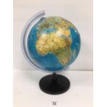 A VINTAGE WORLD GLOBE, APPROXIMATELY 44CM HIGH