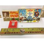 THREE VINTAGE CRICKET RELATED BOARD GAMES, INCLUDING BALYNA DISCBAT CRICKET, TOGETHER WITH CAPTAIN