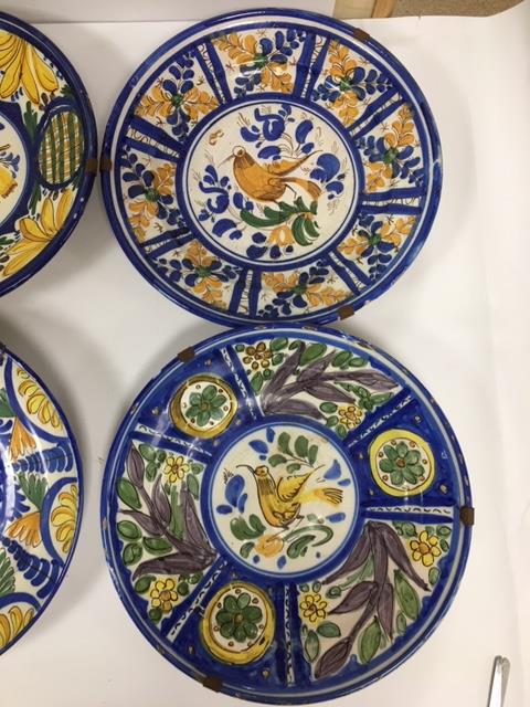 SIX LATE 19TH/EARLY 20TH CENTURY CONTINENTAL TIN GLAZED CHARGERS OF CIRCULAR FORM, EACH DECORATED - Image 5 of 5