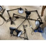 SIX VINTAGE INDUSTRIAL ANGLEPOISE LAMPS